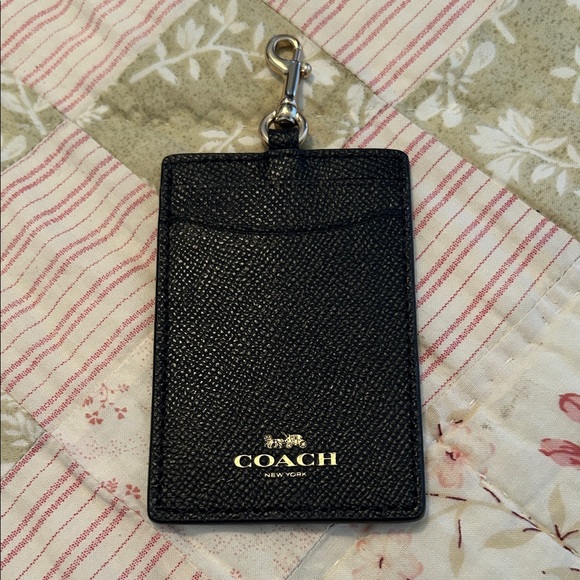 Coach Accessories - Coach Black Leather Card Holder with Clip